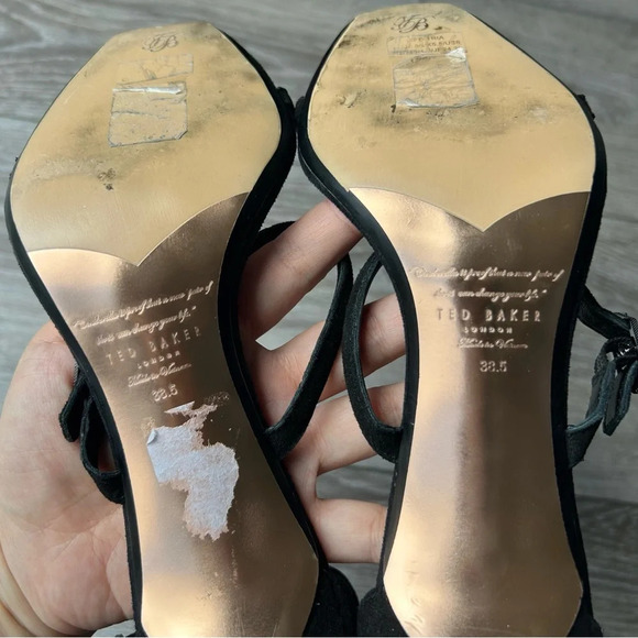 Ted Baker TRIA Triple Strap Suede Leather Heels in Black - Picture 10 of 13